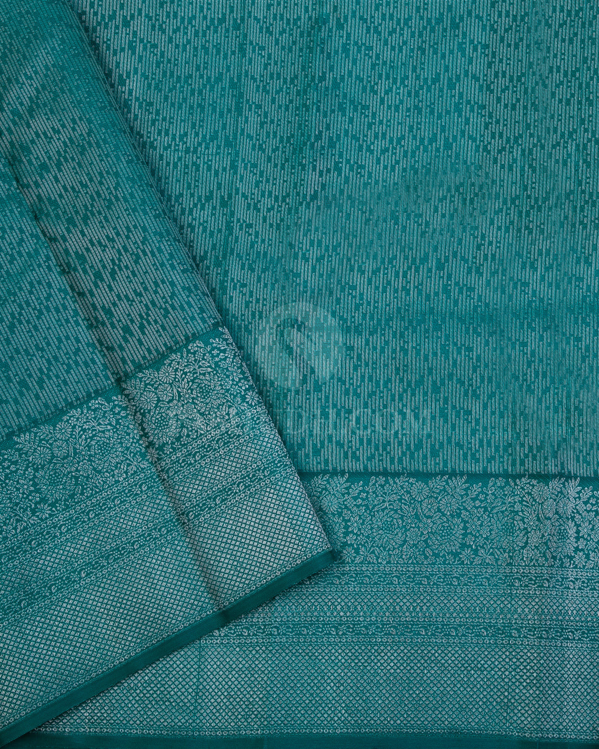 Sky Blue and Teal Green Kanjivaram Silk Saree - DT237