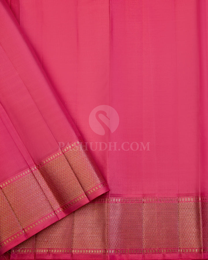 Lilac and Peach Pink Kanjivaram Silk Saree - DJ270