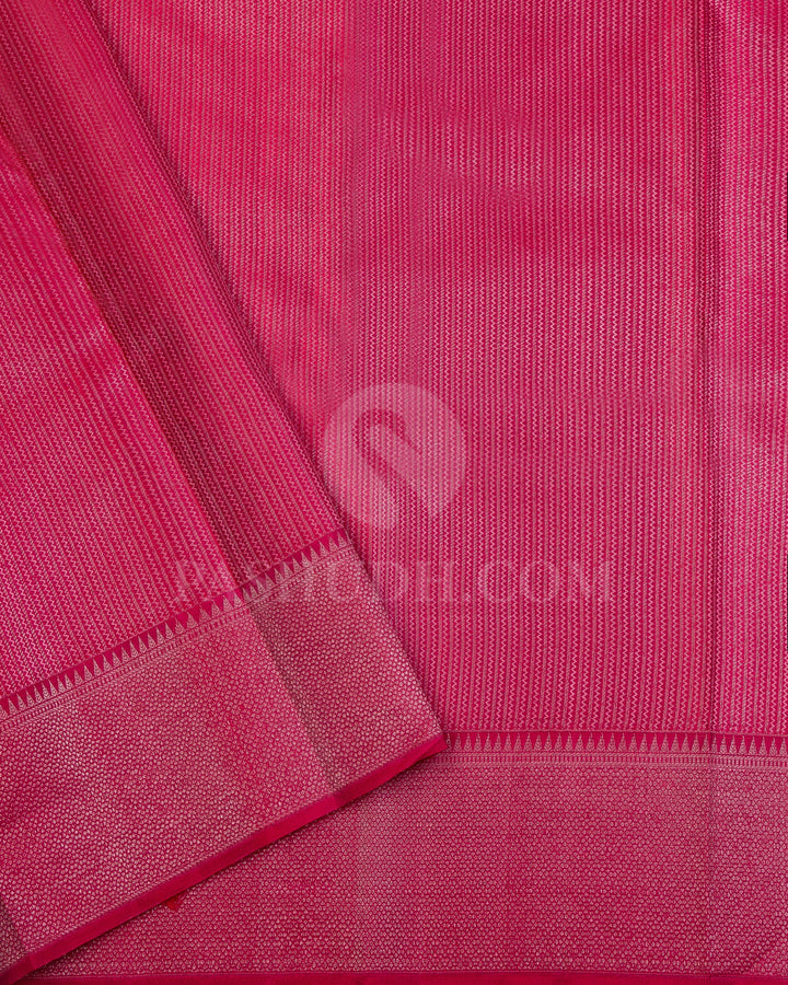 Baby Pink and Mulberry Pink Kanjivaram Silk Saree - DT229