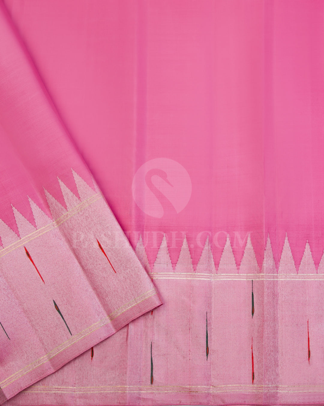 Emerald Green and Baby Pink Kanjivaram Silk Saree - S941