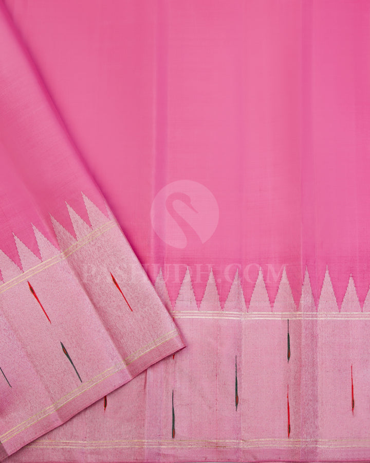 Emerald Green and Baby Pink Kanjivaram Silk Saree - S941