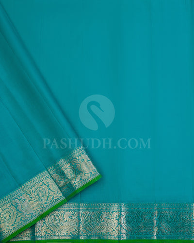 Taffy Pink and Anandha Blue Kanjivaram Silk Saree - S956