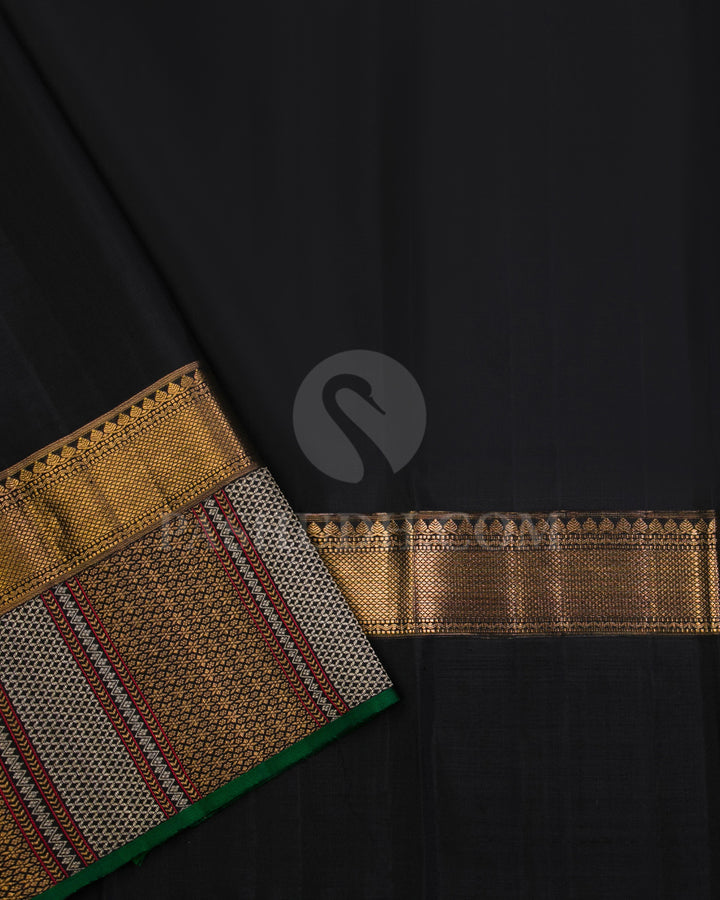 Rani Pink and Black Kanjivaram Silk Saree - S952