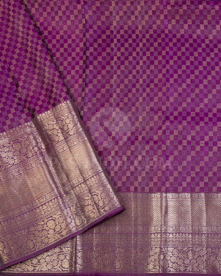 Lavender and Violet Kanjivaram Silk Saree - D480