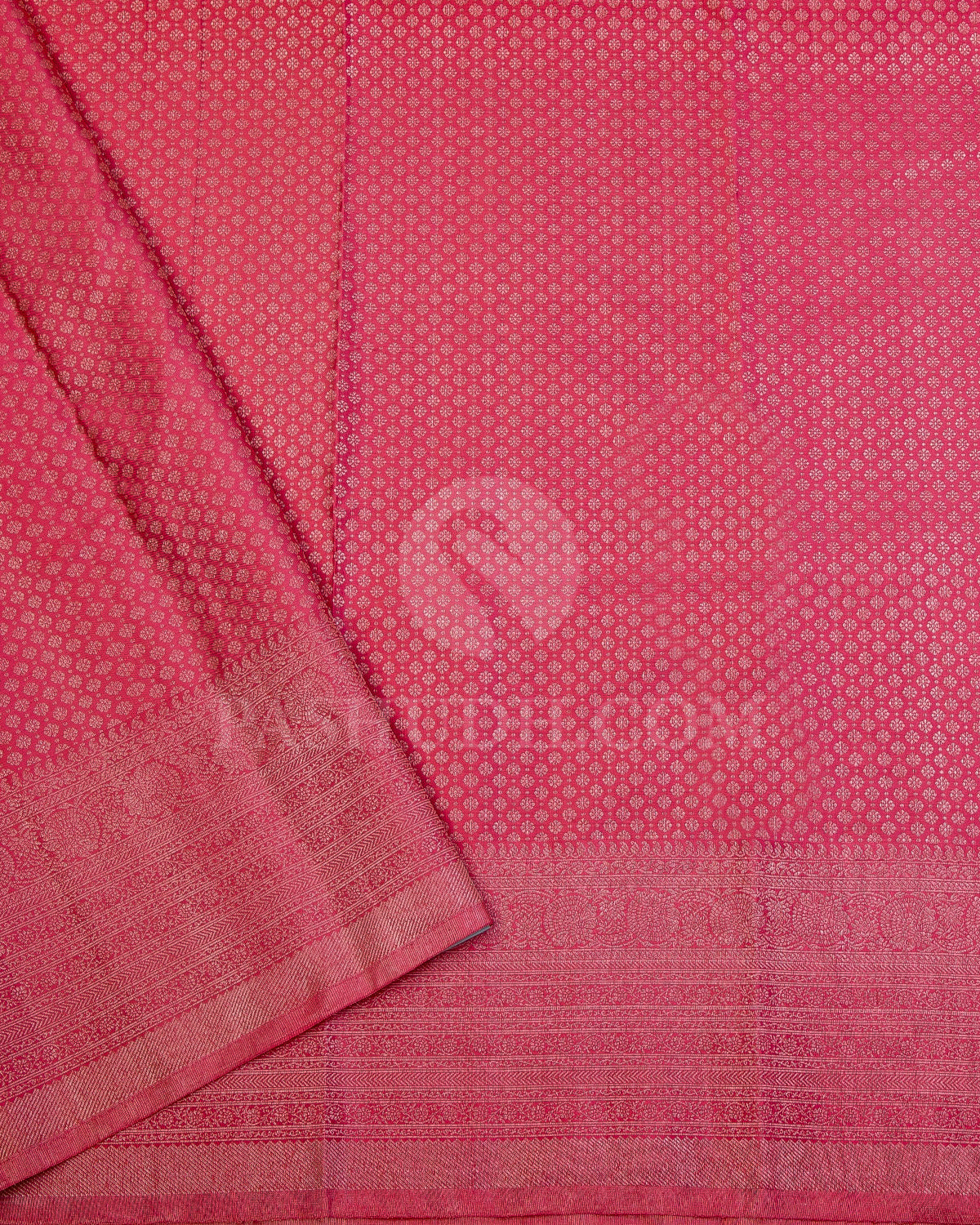 Watermelon Pink Kanjivaram Silk Saree - D488