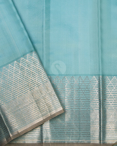 Grey and Sky blue Kanjivaram Silk Saree - DT207