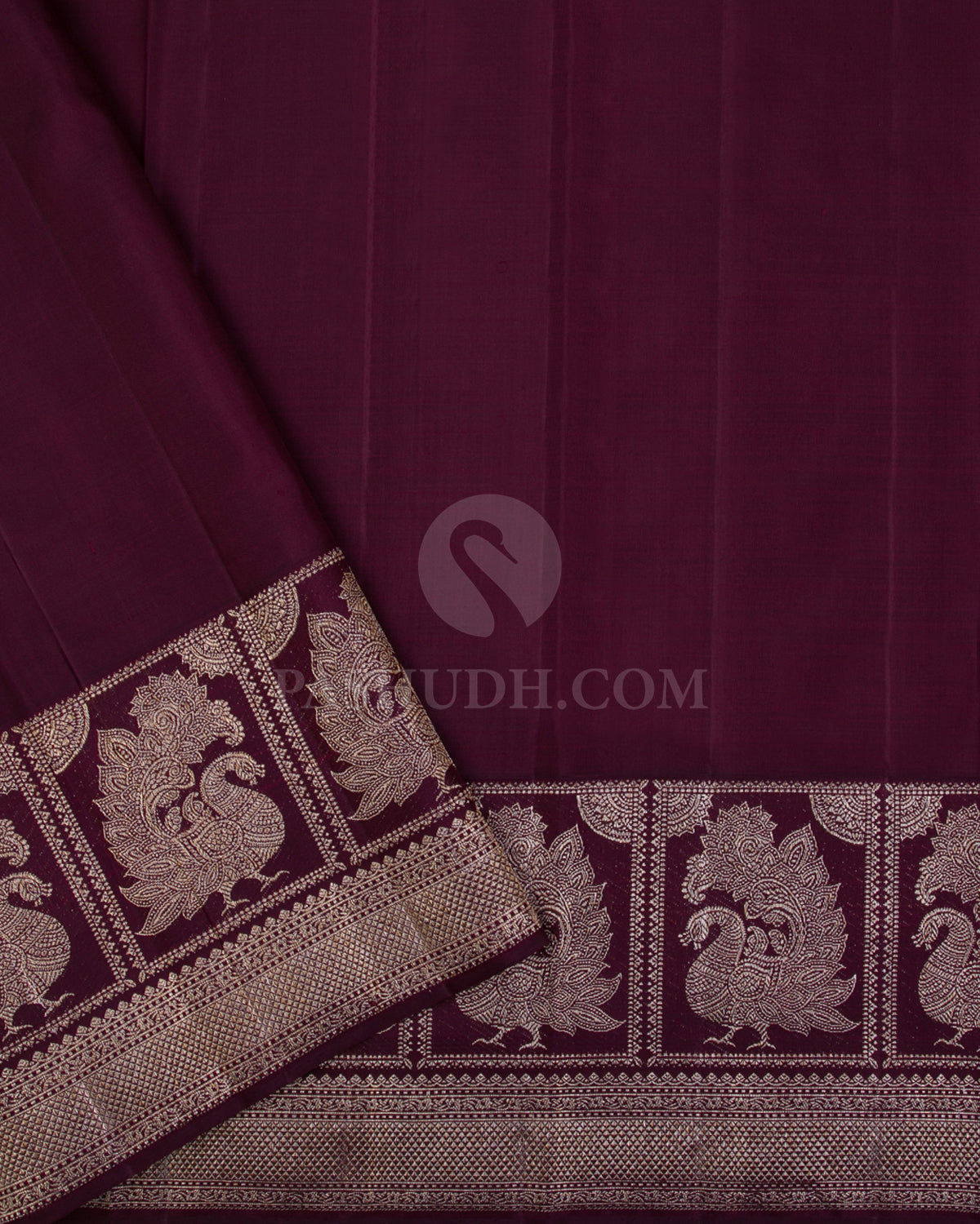 Baby Pink & Wine Kanjivaram Silk Saree - S1082(A) - View 3