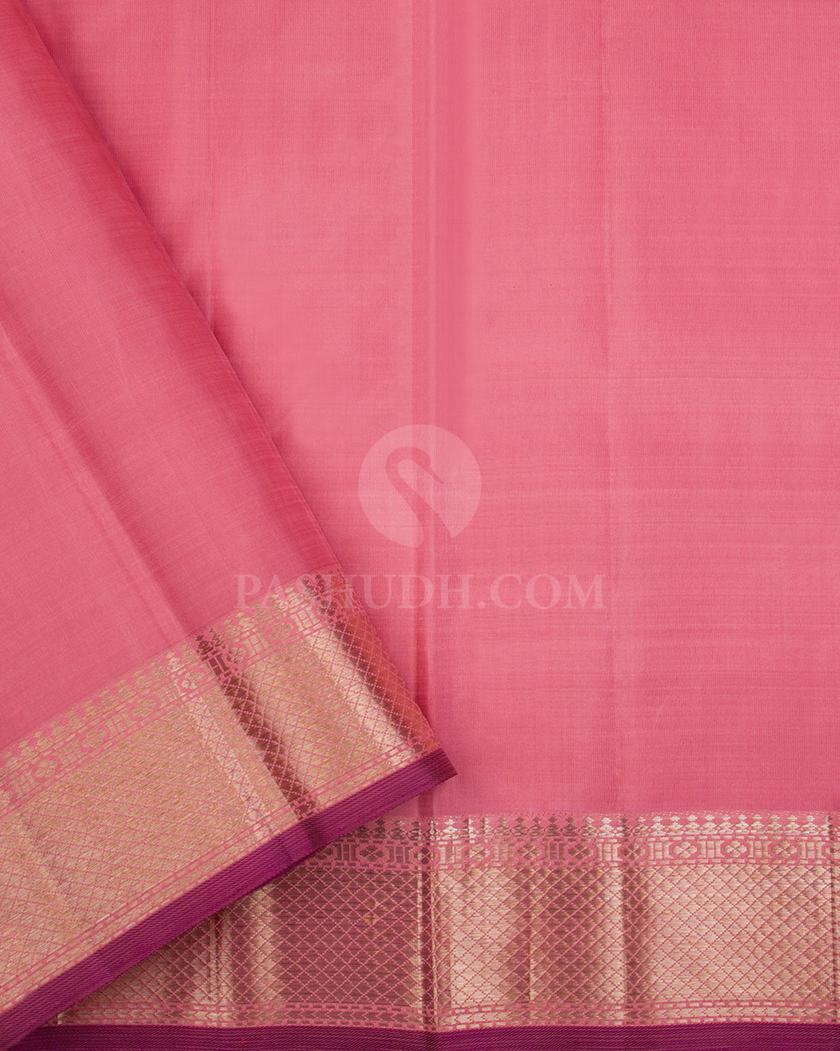 Peachy Pink Kanjivaram Silk Saree - S1023(C) - View 3