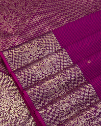 Violet & Rani Pink Kanjivaram Silk Saree - S991 - View 4