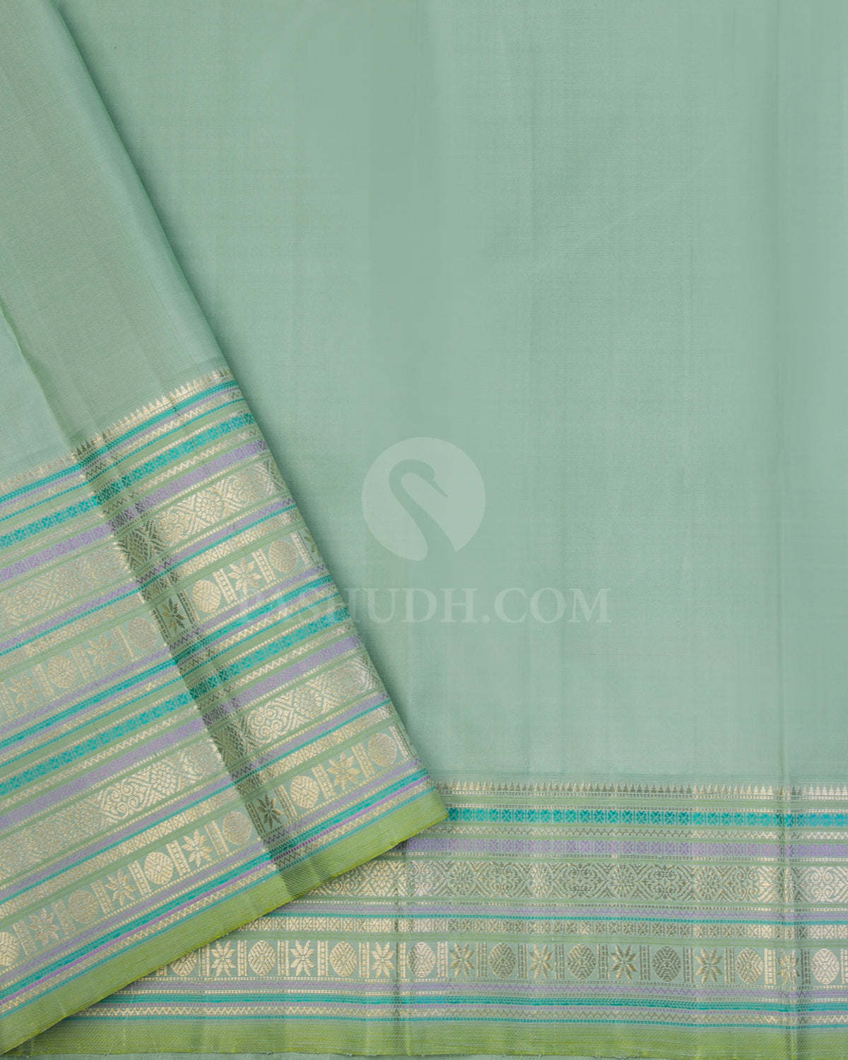 Red and Sage Green Kanjivaram Silk Saree - S908 -View 4