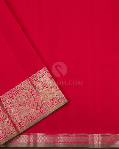 Light Khaki and Red Zari Kanjivaram Silk Saree - S846 - View 4