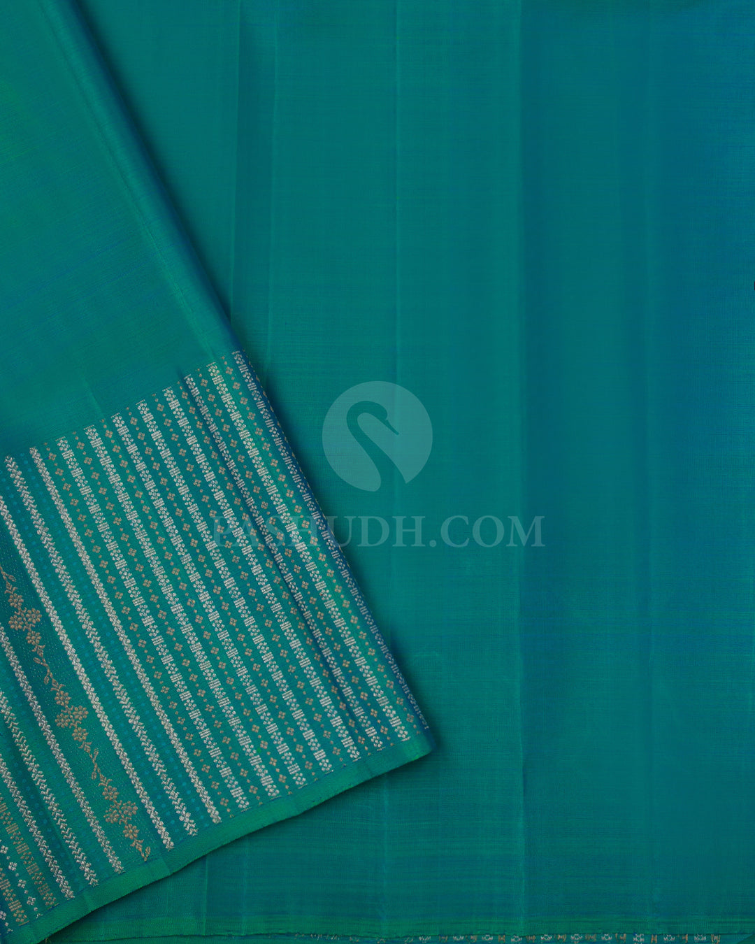 Purple & Double Shaded Blue & Green Kanjivaram Silk Saree - S1030(A) - View 3