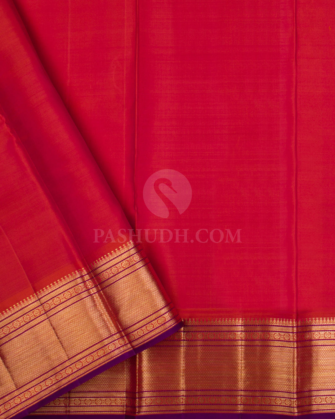 Sunset Orange Kanjivaram Silk Saree - DJ300(C) - View 2