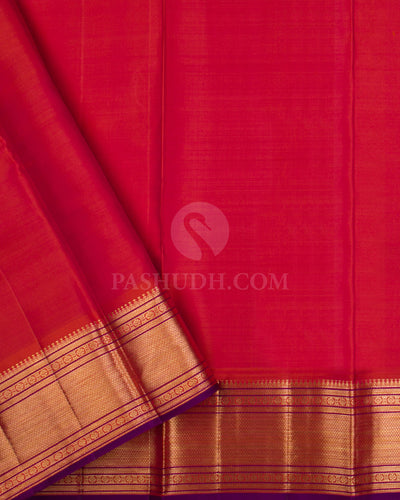 Sunset Orange Kanjivaram Silk Saree - DJ300(C) - View 2