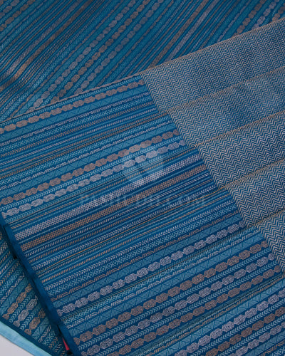 Blue and Powder Blue Kanjivaram Silk Saree - S971 - View 4