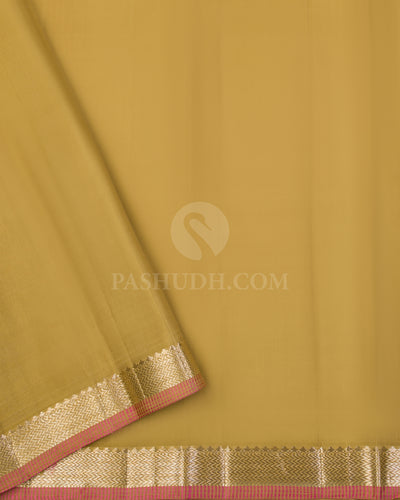 Cream, Light Green & Beige Kanjivaram Silk Saree - S1020(A) - View 3