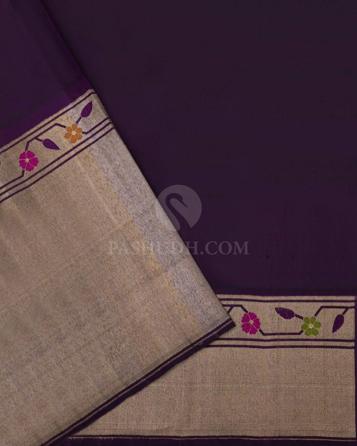 Dark Violet Pure Zari Kanjivaram Silk Saree - S730 - View 4