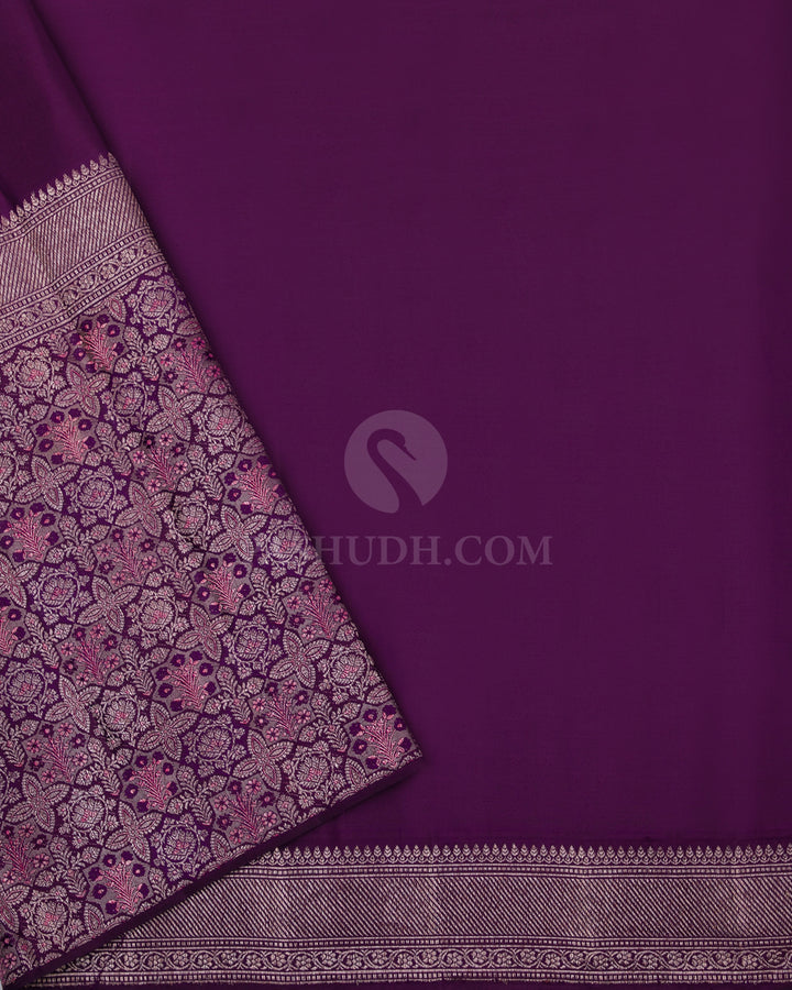 Dark Violet Pure Zari Kanjivaram Silk Saree - S798 - View 4