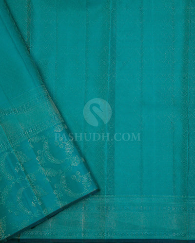 Powder Blue and Turquoise Blue Kanjivaram Silk Saree - DJ258