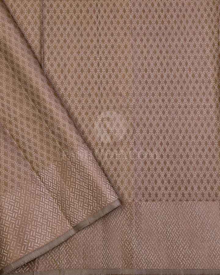 Mehendi Green and Mild Khaki Silver Zari  Kanjivaram Silk Saree - D487