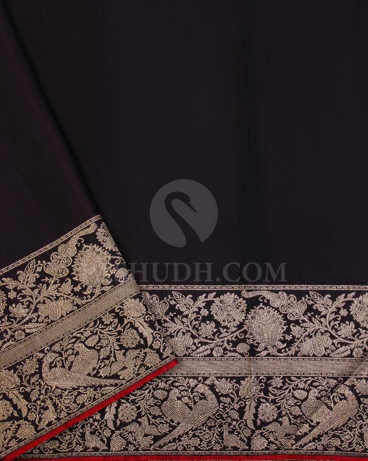 Sea Green and Black Pure Kanjivaram Silk saree