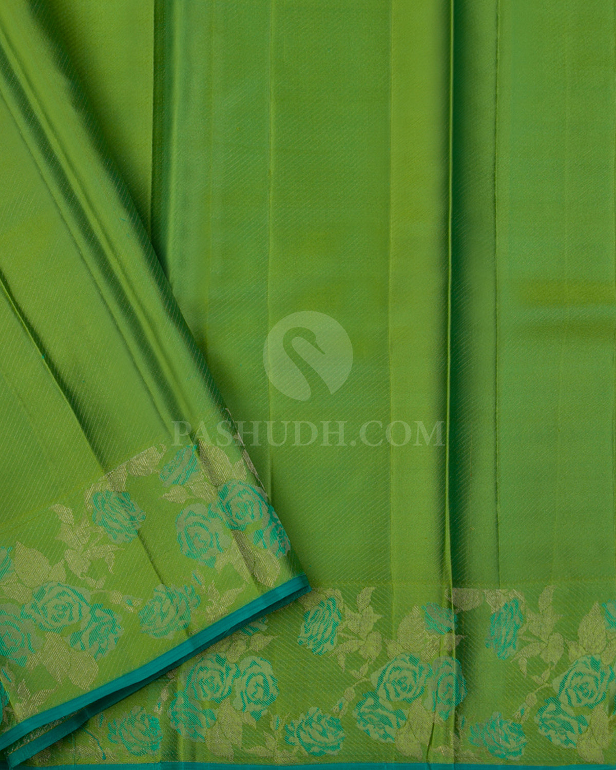 Turquoise and Green Kanjivaram Silk Saree - DJ274(B) - View 2