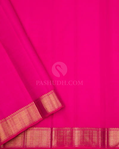 Sky Blue & Orange Shot Pink Kanjivaram Silk Saree - S872 - View 4