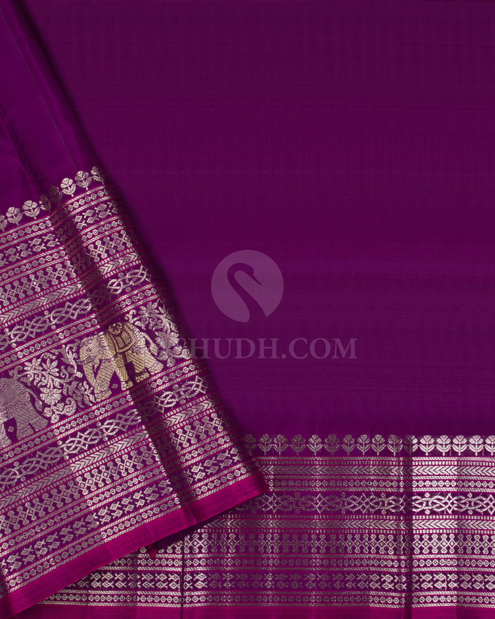 Light Blue And Violet Kanjivaram Silk Saree - S1142(A) - View 4