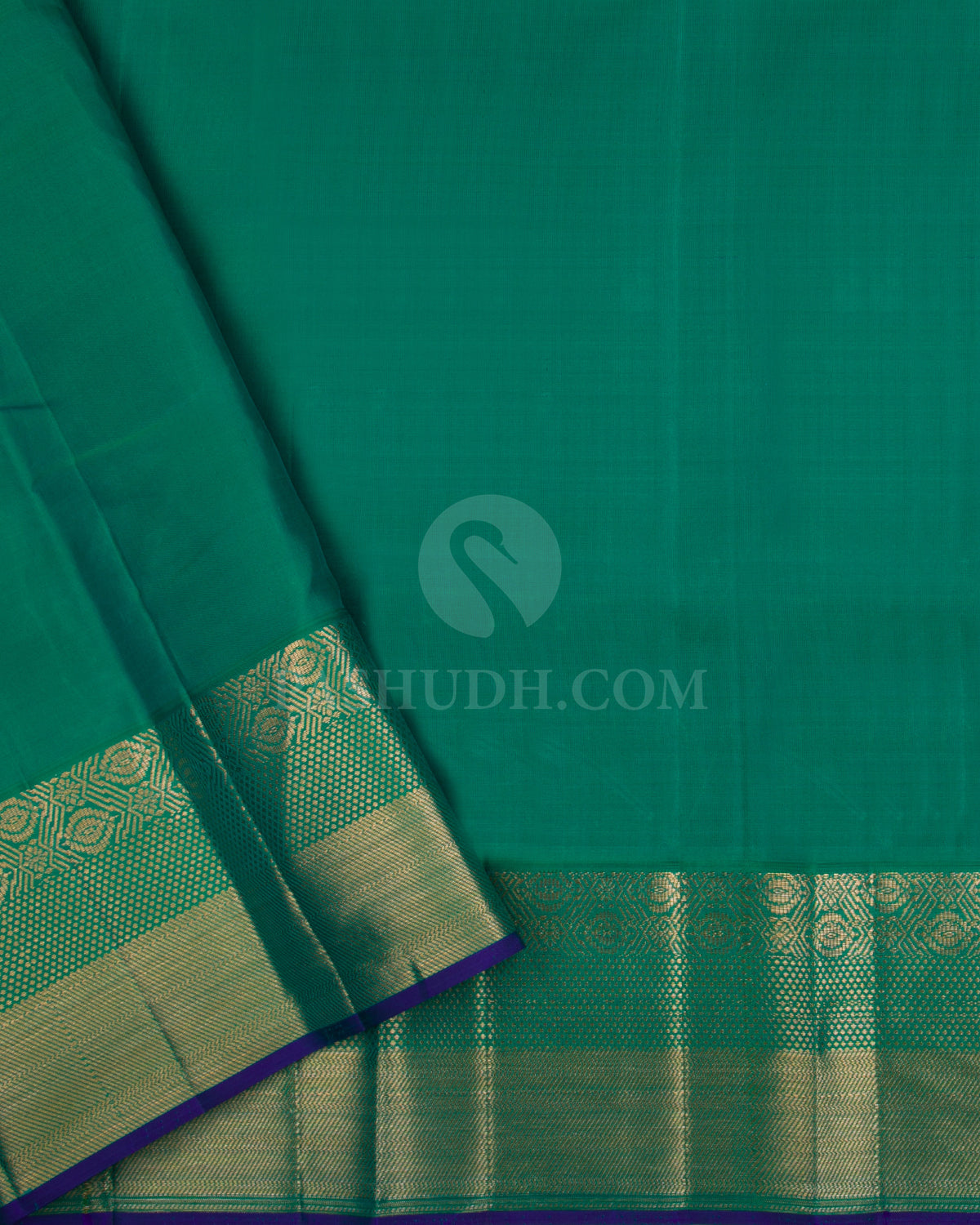 Yellow & Rama Green Kanjivaram Silk Saree - DJ304(A) - View 3