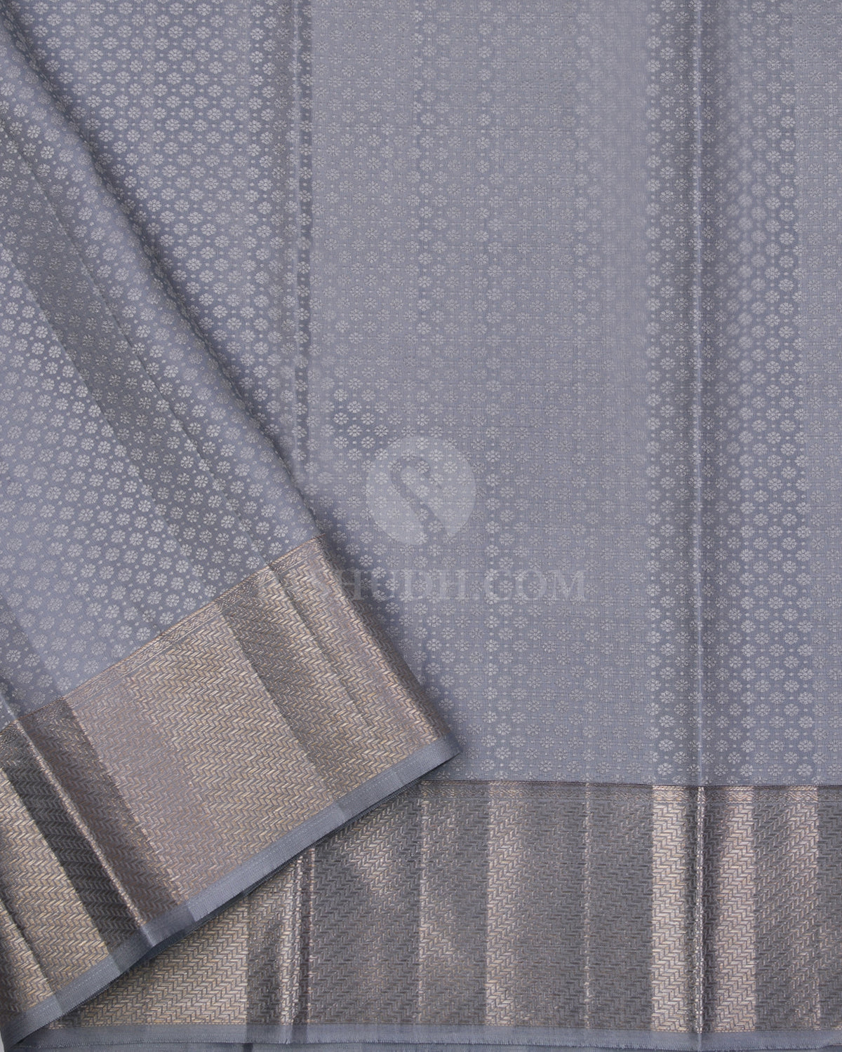Silver Grey Kanjivaram Silk Saree - DT201 - View 3