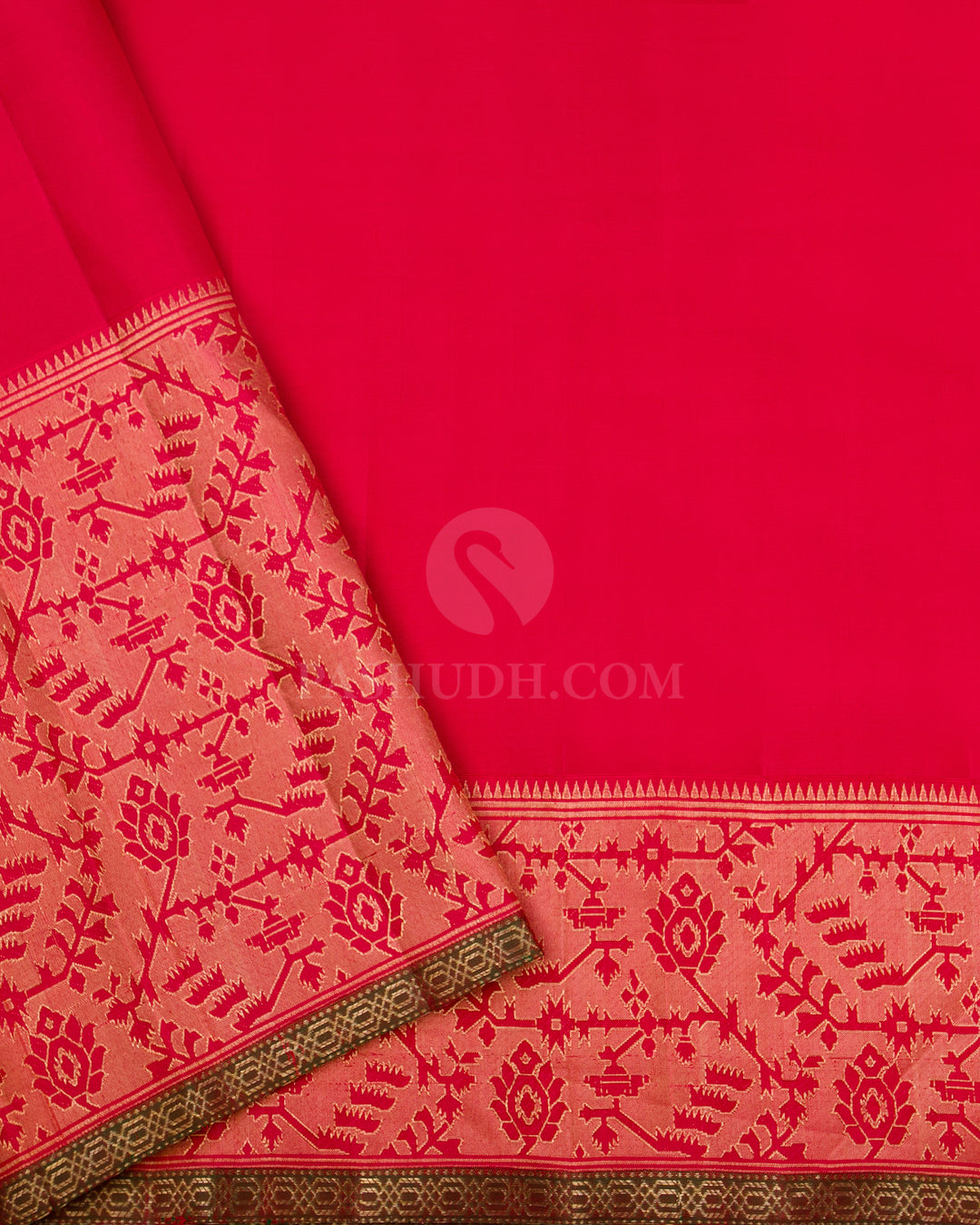 Deep Purple & Red Paithani Inspired Kanjivaram Silk Saree - S878 - View 4