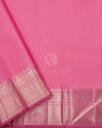 Violet & Light Pink Kanjivaram Silk Saree - S769 - View 4