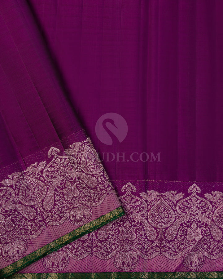 Sky Blue and Purple Kanjivaram Silk Saree - S1060(A)
