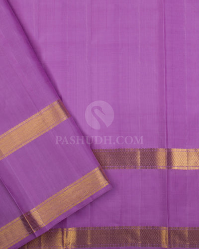 Light Green & Lavender Kanjivaram Silk Saree - D5 - View 2