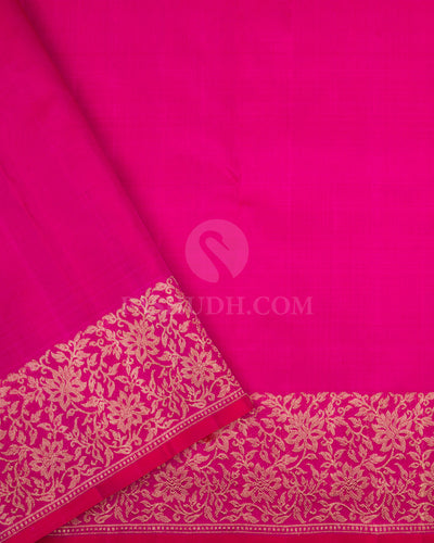 Sage Green & Rani Pink Kanjivaram Silk Saree - S1120(A) - View 3