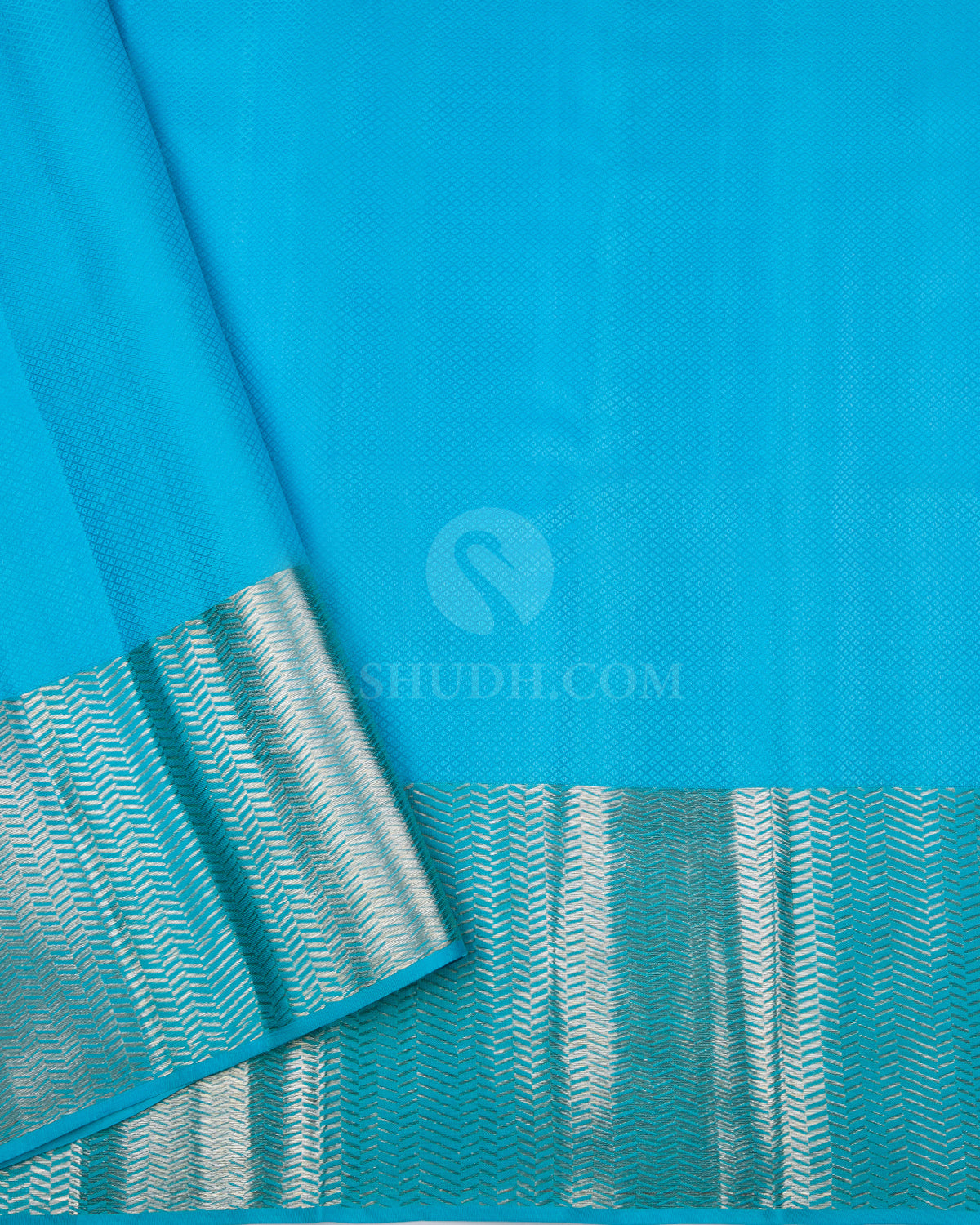 Grey and Turquoise Blue Kanjivaram Silk Saree - D470 - View 3