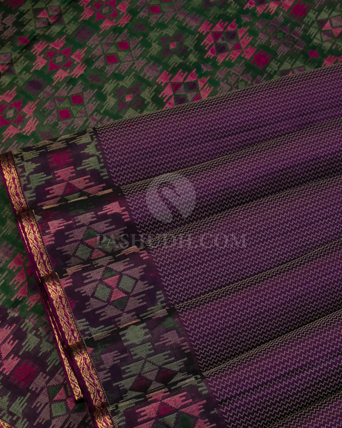 Purple and Multicolor Kanjivaram Silk Saree - DJ271(A) - View 3