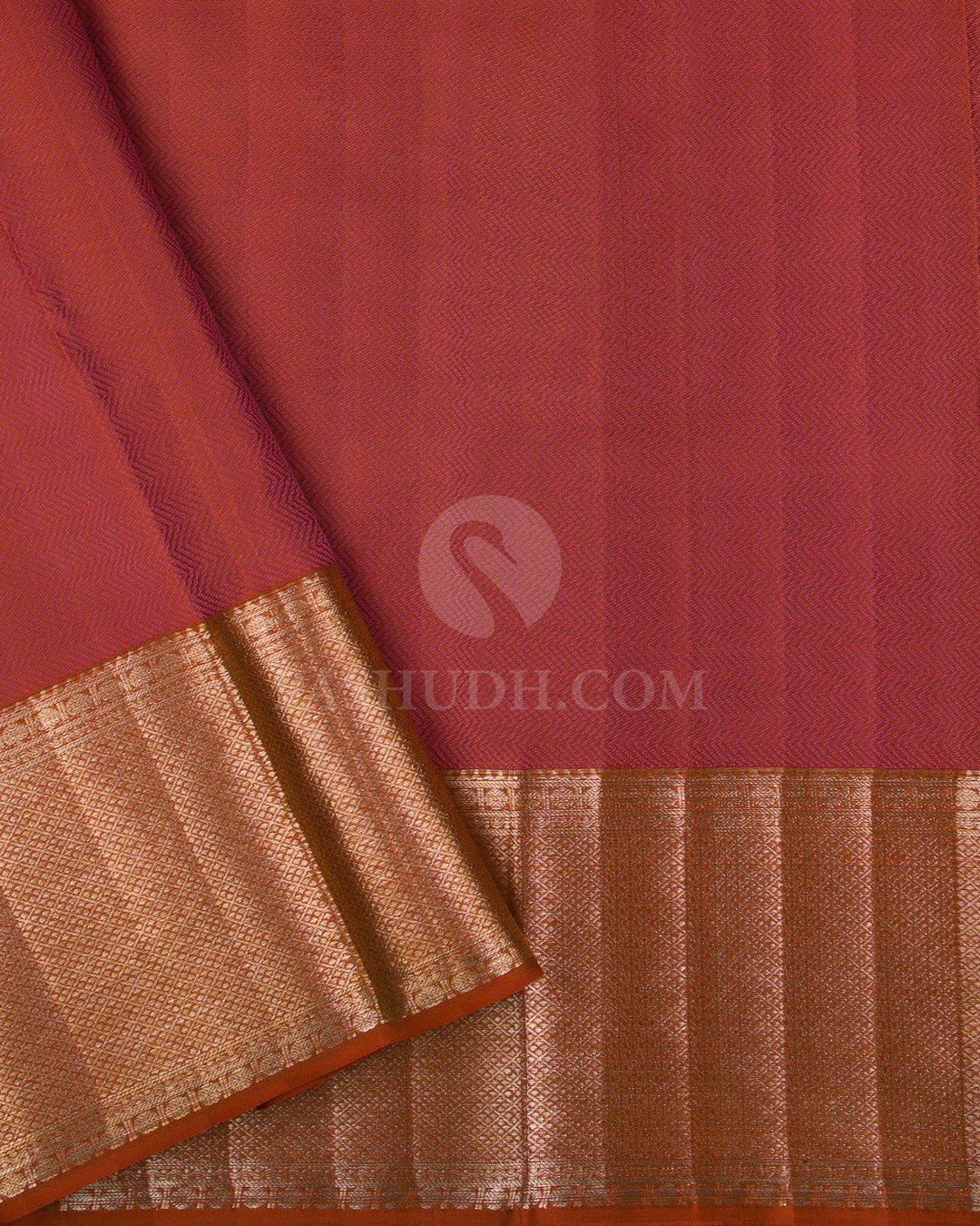 Golden Yellow And Rust Orange Kanjivaram Silk Saree - D542(A) - View 3