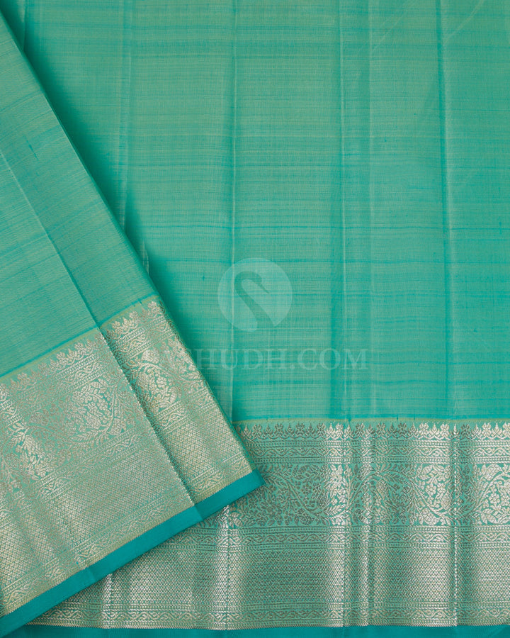 Rose Pink And Green Kanjivaram Silk Saree - S1159(A) - View 3