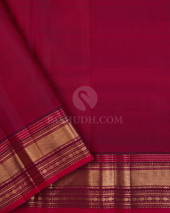 Orange & Red shot Purple Kanjivaram Silk Saree - S1094(B) - View 3