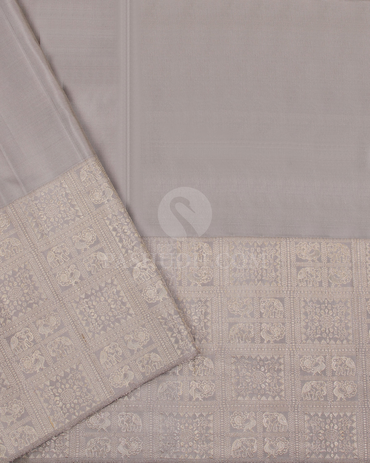 Turquoise And Grey Kanjivaram Silk Saree - S1139(A) - View 3