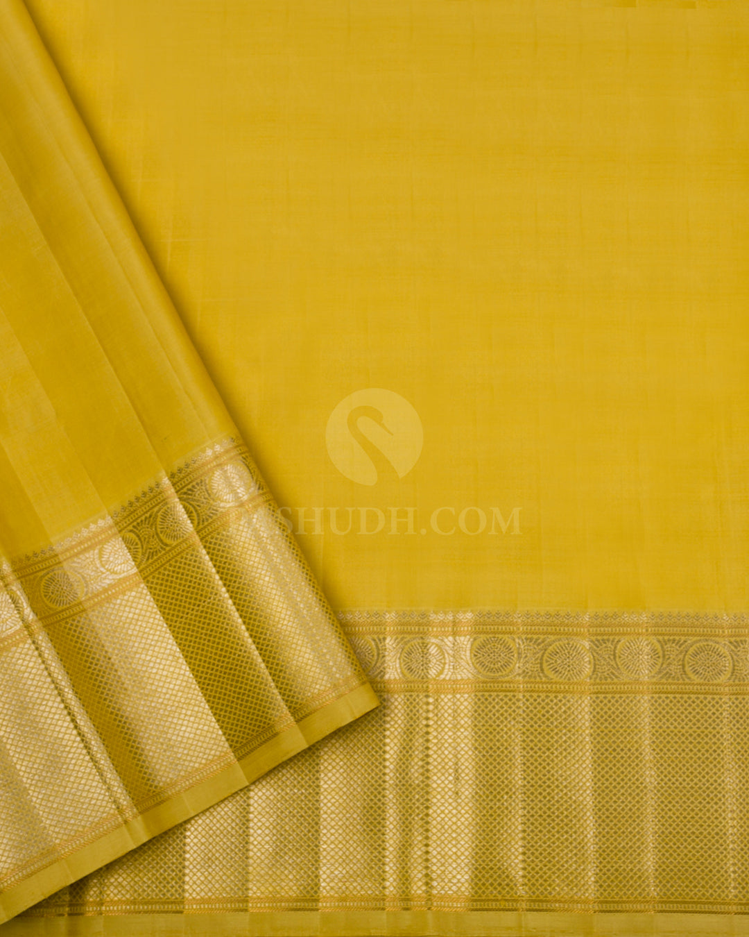 Ivory Cream & Tuscany Yellow Kanjivaram Silk Saree - S861 -View 4