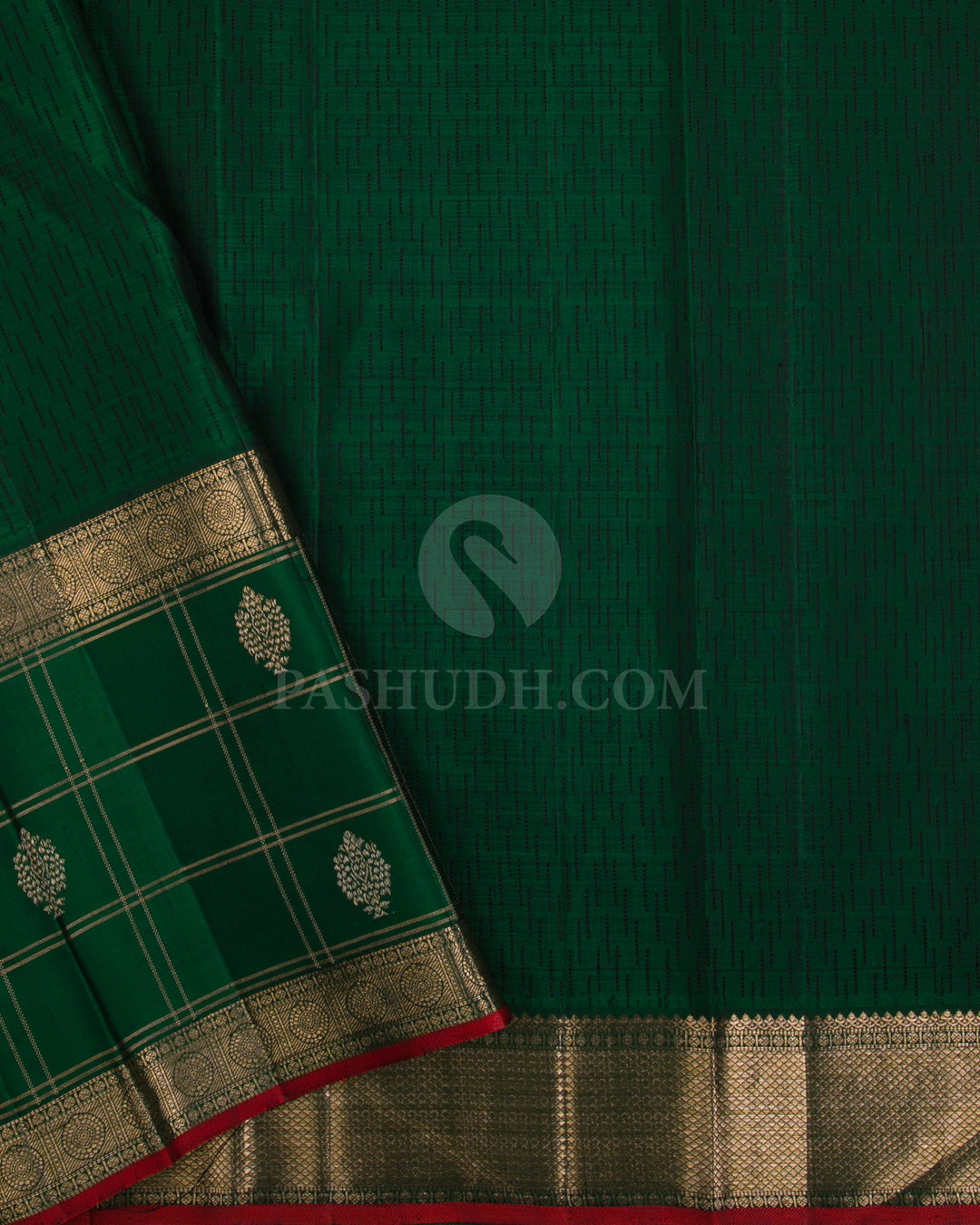 Mango Yellow & Dark Green Kanjivaram Silk saree - S1078(A) - View 3