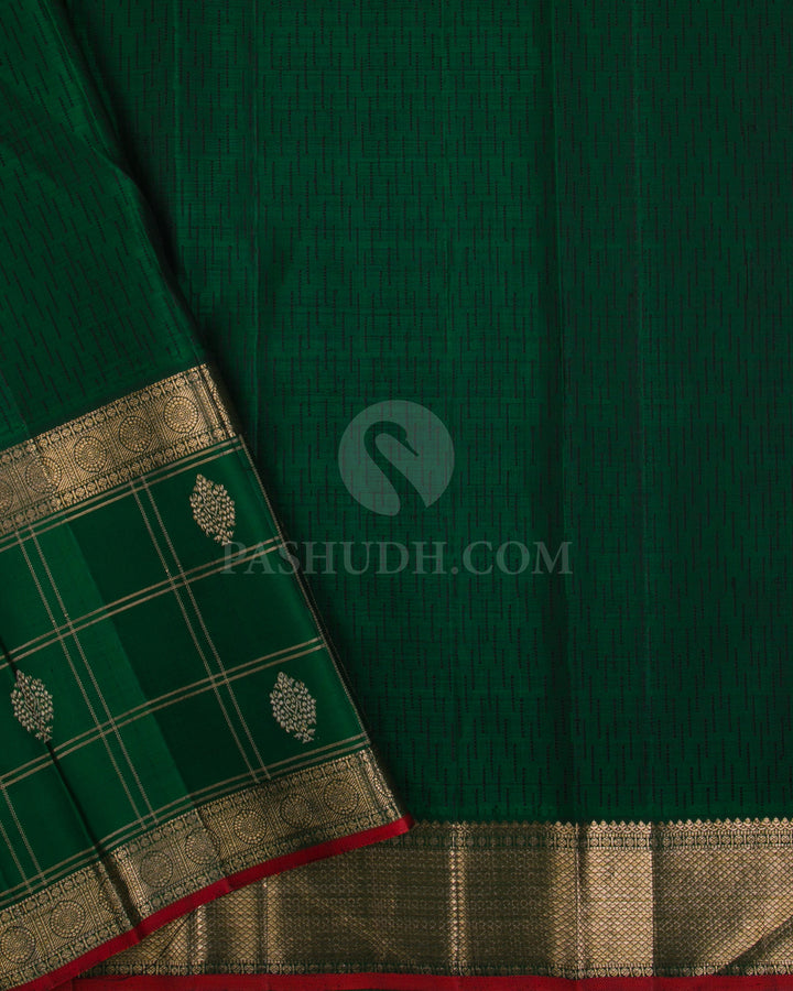 Mango Yellow & Dark Green Kanjivaram Silk saree - S1078(A) - View 3