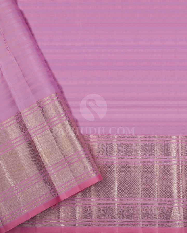 Red & Lilac Kanjivaram Silk Saree - S1132(A) - View 2