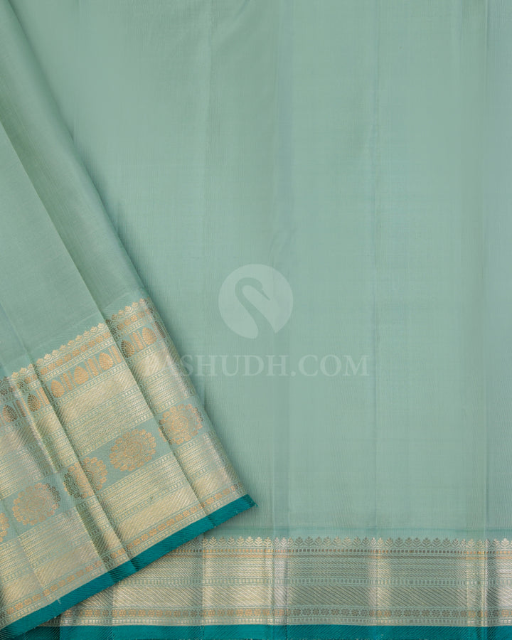 Dark Pink & Turquoise Kanjivaram Silk Saree - S892 - View 4
