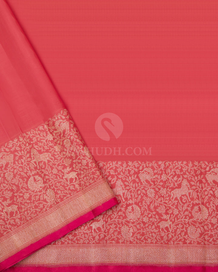 Lemon Yellow & Orange Zari Kanjivaram Silk Saree - S806 - View 4