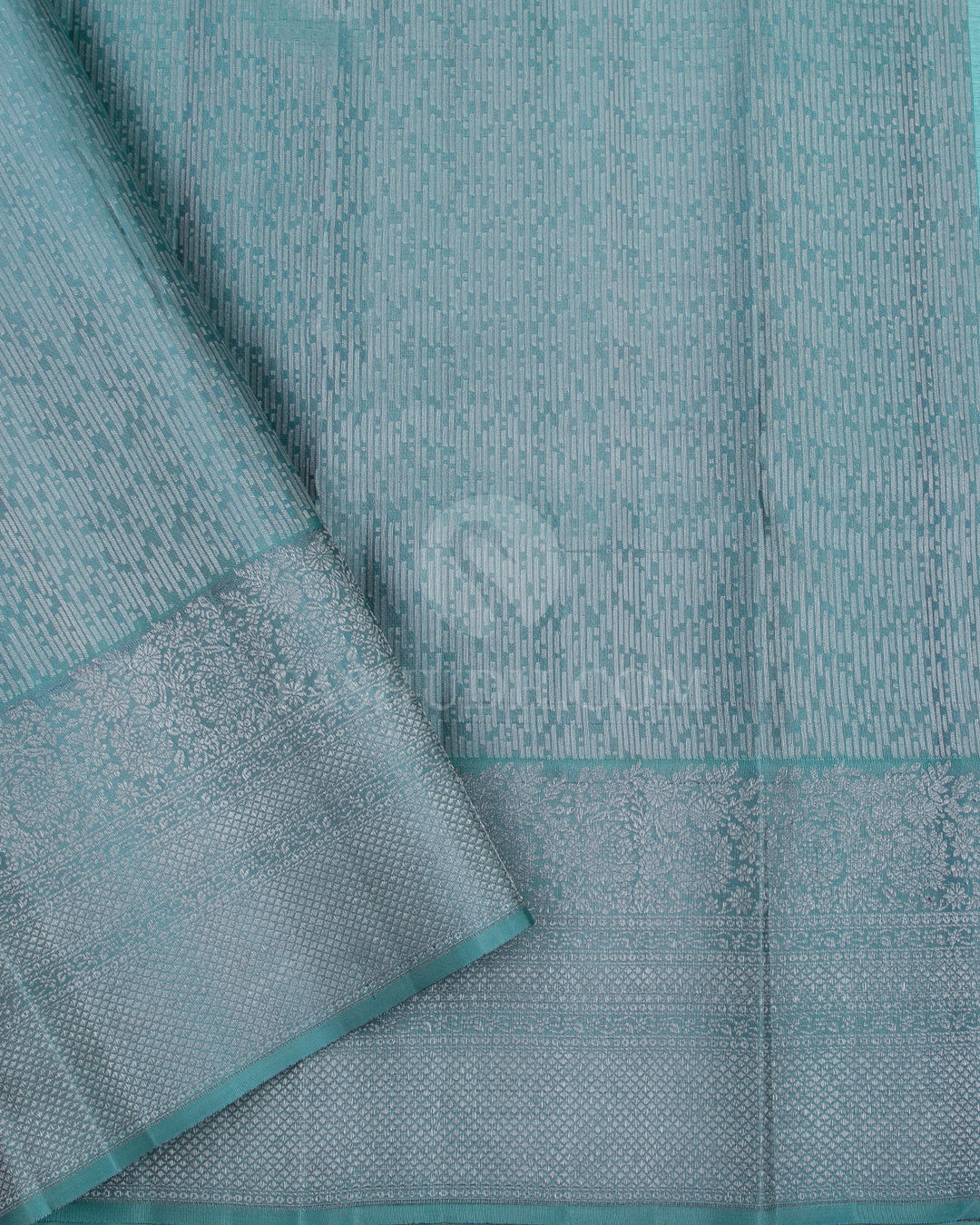Bottle Green And Sky Blue Kanjivaram Silk Saree - DT251(E) - View 2