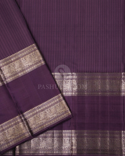 Turquoise and Grape Kanjivaram Silk Saree - D438 -View 3