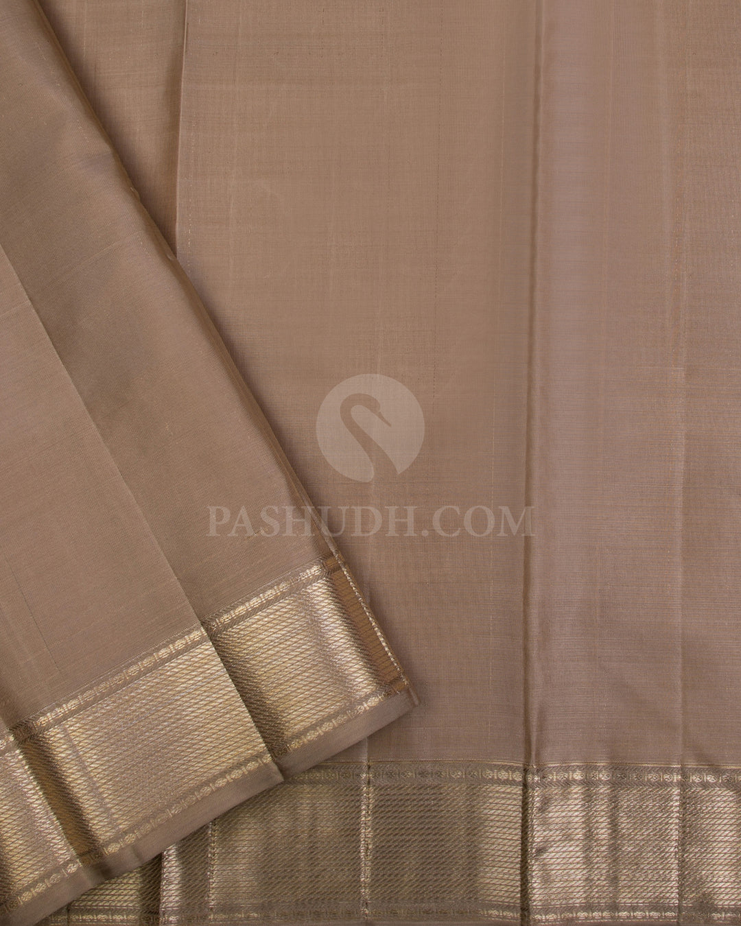 Lavender and Khaki Kanjivaram Silk Saree - DJ283(B) - View 2